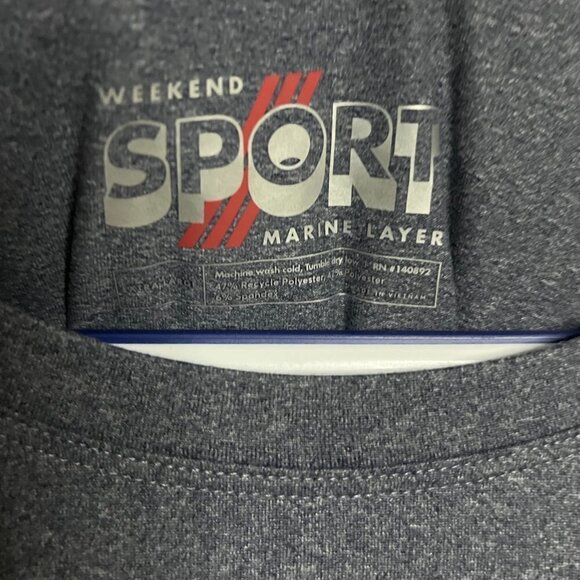 Marine Layer Long Sleeve Sport Crew Graphic Tee in Navy Blazer - Size XL - Picture 3 of 6